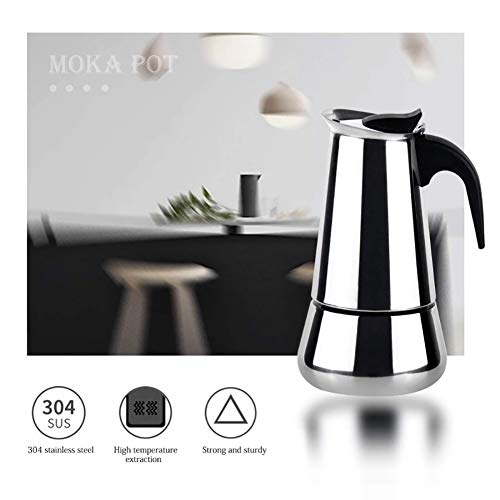 DYB Espressokocher Moka Pot Induction Coffee Pot Edelstahl Home Espressomaschine (Size : 450ml) – Bild 5