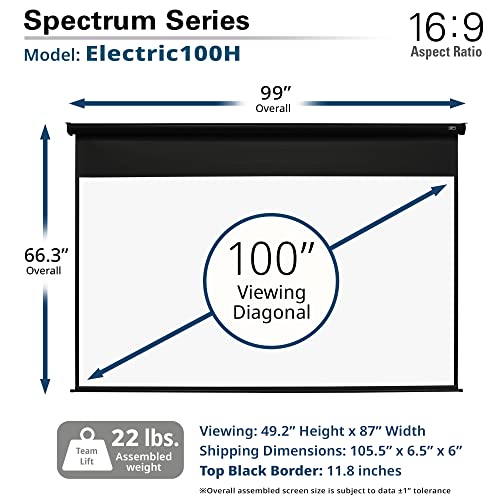 Elite Screens Spectrum 100" Electric Motorized Projector Screen with