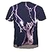 ColorFino Unisex Funny 3D Printing Lightning Cat T-shirt Hipster Clothing
