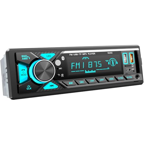 RDS Car Radio Bluetooth, CENXINY Car Radio 1 DIN with Charging Port Type-C, AM/FM Radio with 2USB/AUX/SD/TF Support Android and iOS