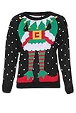 Forever Womens Celebrity Inspired Elf Print Knitted Christmas Jumpers