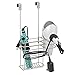 mDesign Metal Bathroom 2 Section Storage Tool Organizer Basket Tray - Hang Over Cabinet Door - Storage for Hair Dryer, Straightener, Curling Iron, Styling Products - Concerto Collection - Satin