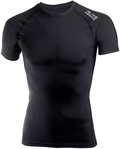 Alive Magnetics Men's Cool Quick Dry Short Long Sleeve Mock Sports Under Base Layer Compression Top Shirt Performance Wear