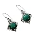 NOVICA .925 Sterling Silver Dangle Earrings with Malachite, Forest Charm'