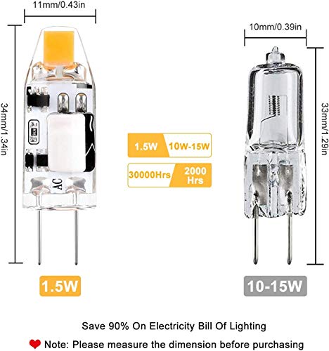 G4 LED Lampen 1.5W 150LM, Vervangt 10W 15W Halogeen Lamp, Warm Wit 2700K 12V AC/DC G4 LED Lampen, Niet Dimbaar G4 Pin… - Afbeelding 3