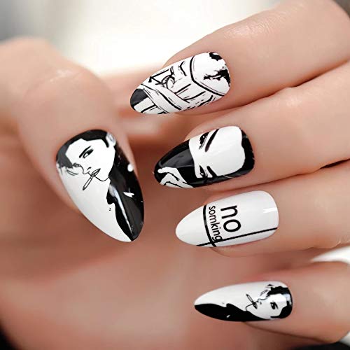EDA LUXURY BEAUTY WHITE BLACK GLAMOROUS CUSTOM DESIGN Full Cover Press On Gel Glitter Artificial Nail Tips Acrylic Shiny False Nails Extra Long Oval Round Almond Stiletto Super Fashion Fake Nails 4 EDA LUXURY BEAUTY WHITE BLACK GLAMOROUS CUSTOM DESIGN Full Cover Press On Gel Glitter Artificial Nail Tips Acrylic Shiny False Nails Extra Long Oval Round Almond Stiletto Super Fashion Fake Nails