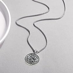 DOTBJ St Christopher Round Medal Necklace, 925