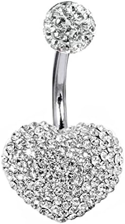 Shalalla London Swarovski Crystal Hearts 3D Belly Button Ring - Belly Button Ring - Body bar - Hand Made with Love & Care