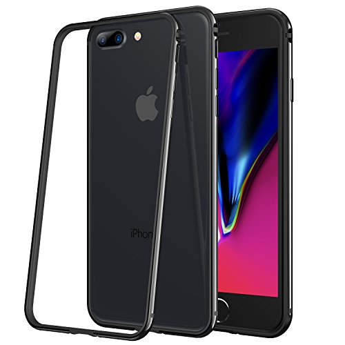 RANVOO iPhone 8 Plus/ iPhone 7 Plus Premium Bumper Case, Flexible Protective Aluminum TPU Hybrid Bumper Frame [Support Wireless Charging] for Apple iPhone 8 Plus and iPhone 7 Plus, JET BLACK [ARMOR]