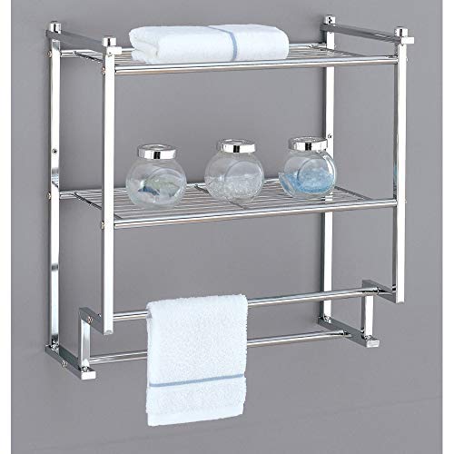 Organize It All Chrome 2 Tier Wall Mounting Bathroom Rack with Towel Bars