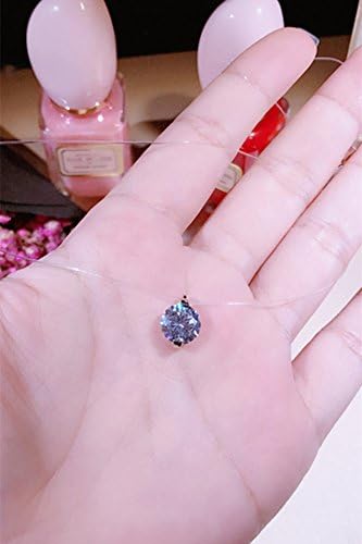 Women Gift s925 Silver Transparent Fish line Fashion Zirconium Stone Lock Ossicular Chain Necklace Pendant Women Girls Short Invisible Trace