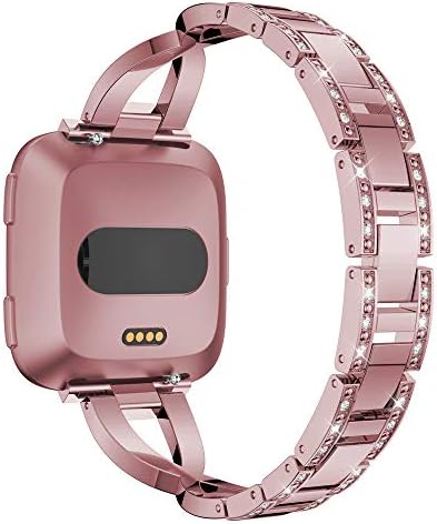 Fulltime(TM) Band for Charge 2, Alloy Crystal Stainless Steel Wristband Strap Band For Versa Watchband For Men, Pink