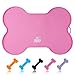 Super Design Silicone Waterproof Placemat - Bone Shaped Pet Feeding Mat, FDA Grade Silicone Raised Lip Non Spill Dog Cat Bowl Mat Pink primary