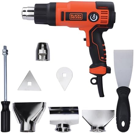 KX2200K-QS Décapeur Thermique Filaire - 360 à 720 L D'air/min - Fourni en Coffret avec 4 Buses, 1 Grattoir, 1 Poignée Grattoir et 2 Têtes de Grattoir 2200W, Orange