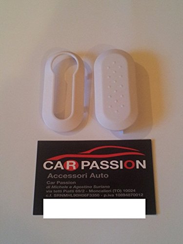 Key Shell Cover Compatible with Fiat 500 Punto Evo Bravo Panda 500L Lancia Y Ypsilon Musa Delta Housing (WHITE)