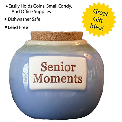 Tumbleweed Cottage Creek Funny Gifts Decorative Senior Moments Jar Funny Piggy Bank/Funny Ceramic Coin Bank Gag Gifts [Blue] - Thumbnail 2
