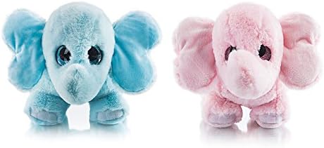 MY OLI 12" Plush Elephant Stuffed Animals For Baby Kids Boys Girls Pack of Two, Blue/Pink