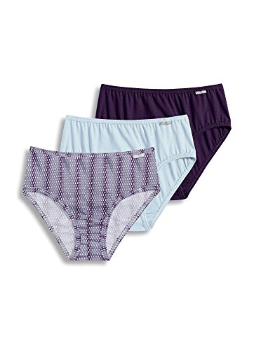 Jockey Women's Underwear Elance Hipster - 3 Pack, deep amethyst/chainlink/frothy blue, 7