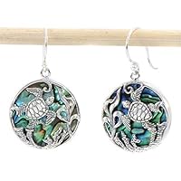 ZALING 1pc Fashion Sterling Silver Green Abalone Shell Dangle Earrings for Lady