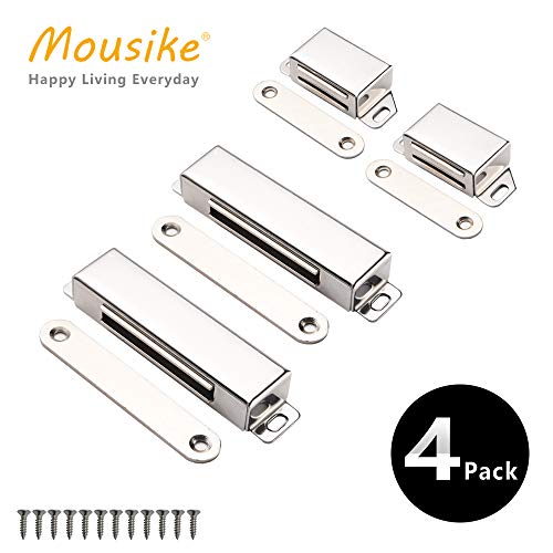Mousike Magnetic Door Catch,70lb Stainless Steel Cabinet Door Magnets with Strong Magnetic for Kitchen Cupboard Wardrobe Closet Cabinet Door Drawer Latch (3.8"70 lbs2 Pack+2.1"25 lbs2 Pack)