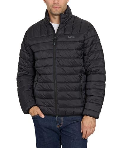 IZOD Men's Classic Puffer Jacket, Black, Large