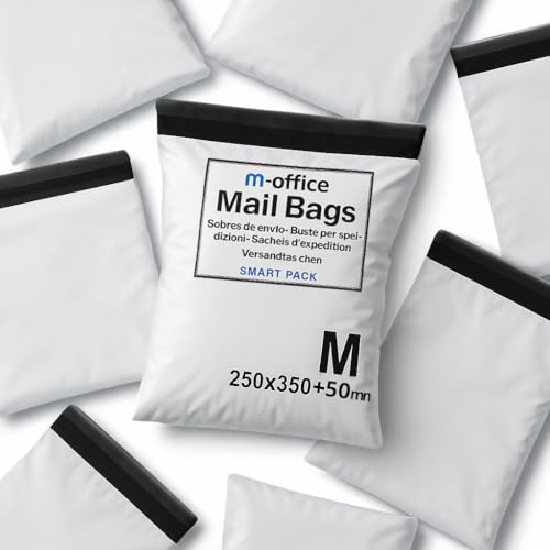 m-Office Shipping Bag 200 uds M (250×350+50 mm) – Shipping Envelopes | Vintage Clothing Bags | Packaging Packages Shipping Bags | Online Shipping Bags