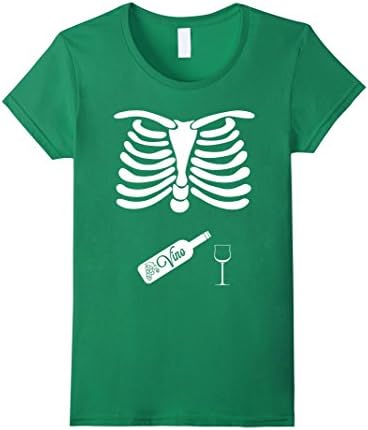 Women's X-Ray Skeleton Bottle of Wine &amp; Glass Halloween Costume Alt. Small Kelly Green