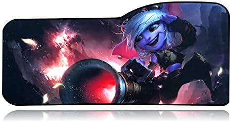 Extended Size Custom Professional Gaming Mouse Pad - Anti Slip Rubber Base - Stitched Edges - Large Desk Mat - 28.5" x 12.75" x 0.12" (Curve, Tristana)