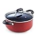 Cook N Home Pots and Pans Nonstick Cookware Set 12-Piece, Kitchen Cooking Set with Frying Pans and Saucepans, Induction Compatible, Marble Red
