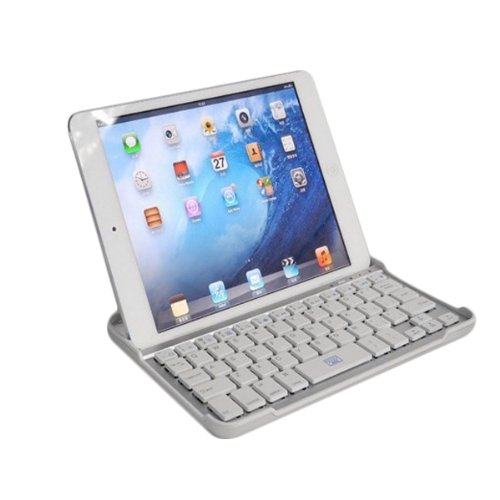 Suncity White Wireless Bluetooth Keyboard Case Cover & Aluminium Stand for Ipad Mini