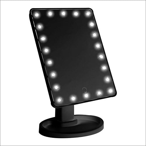 Starcn LED Lighted Large Vanity Makeup Mirror with 10X Magnifying Mirror - Dimmable Natural Light, Touch Screen, Dual Power, Adjustable Stand, travel