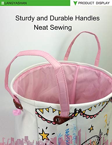LANGYASHAN Storage Bin，Canvas Fabric Collapsible Organizer Basket for Laundry Hamper,Toy Bins,Gift Baskets, Bedroom, Clothes,Baby Nursery (Cake) - Thumbnail 3