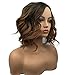 Wiginway Short Wavy bod Wig for Women, Side Parting Wig, Natural Looking, Ombre Medium Brown Golden 12 Inch
