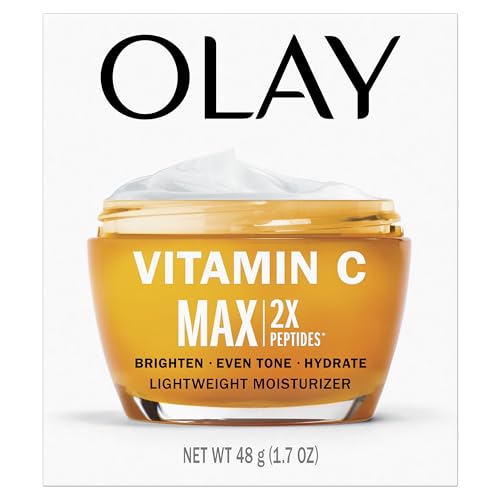 OLAY VITAMIN C MAX FACE MOISTURIZER, BRIGHTENING CREAM FOR WOMEN, HYDRATING, EVENS TONE, DARK SPOT & HYPERPIGMENTATION REDUCTION, GLOWING SKIN CARE – NIACINIAMIDE, PEPTIDES 1.7 OZ