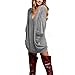 ZANZEA Women's V-neck Long Sleeve Loose Blouse Jumper Tops Mini Dress Pullover Gray US 14/ASIAN XL