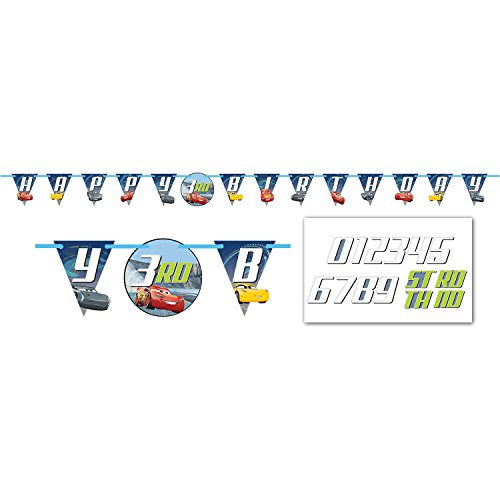 Amscan Cars 3 Birthday Jumbo Add-an-Age Letter Banner