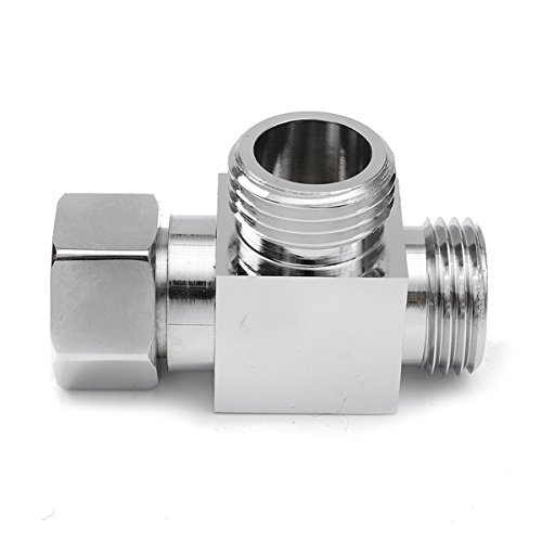 1/2" Brass Chrome 3 Way Diverter, Hose Fitting Tee, T Shape Adapter Connector for Angle Valve Hose, Bath Shower Arm, Toilet Bidet Sprayer Faucet