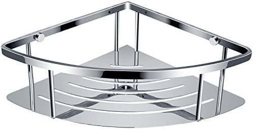 CVBAB Bathroom Single Tier Corner Shelf Towel Basket Shower Storage,Wall Mount,Chrome Finish