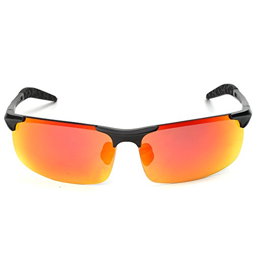 MOTELAN Men's Polarized Sunglasses for Driving Fishing Golf Metal Glasses UV400 Red
