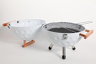 Gibson 107188.01 Home Golf Ball BBQ Steel Grill with Wood Handle, 14-Inch, White