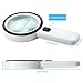 Extra Large 12 LED Handheld Strong Magnifying Glass with LED and UV Light,MSLAN 30X Best Jumbo Size Illuminated Magnifier for Reading,Inspection,Exploring,Hobbies and Currency Detecting (White)
