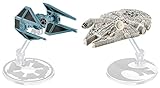 Hot Wheels Star Wars Starship Millennium Falcon vs Tie Interceptor, Pack of 2
