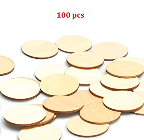 2-Inch Wooden Discs 100pcs Unfinished Round Wooden Circles Blank Wood Cutout Slices Discs DIY Crafts