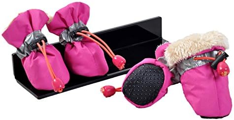 Ynport 4pcs Faux Fur Lined Winter Warm Pet Thick Dog Shoes Boots
