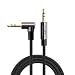 Audio Cable,CableCreation 3.5mm Right Angle Male to Male Auxiliary Jack Cable with Silver-Plating Copper Core Compatible with Car,iPhones,Tablets,PS4 Headset,Echo Dot,24K Gold Plated, Black/1.5ft primary