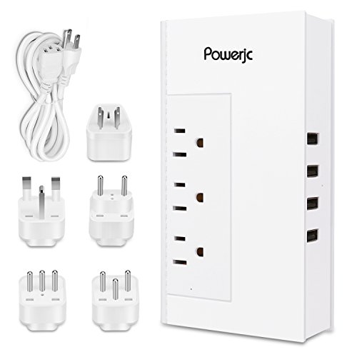 Voltage converter Power Adaptr 220V to 110V with 6A 4 USB Ports and UK/AU/US/EU/Italy Plug Meet ETL safety certification,Powerjc,[Patent Protected] (White) - Thumbnail 6