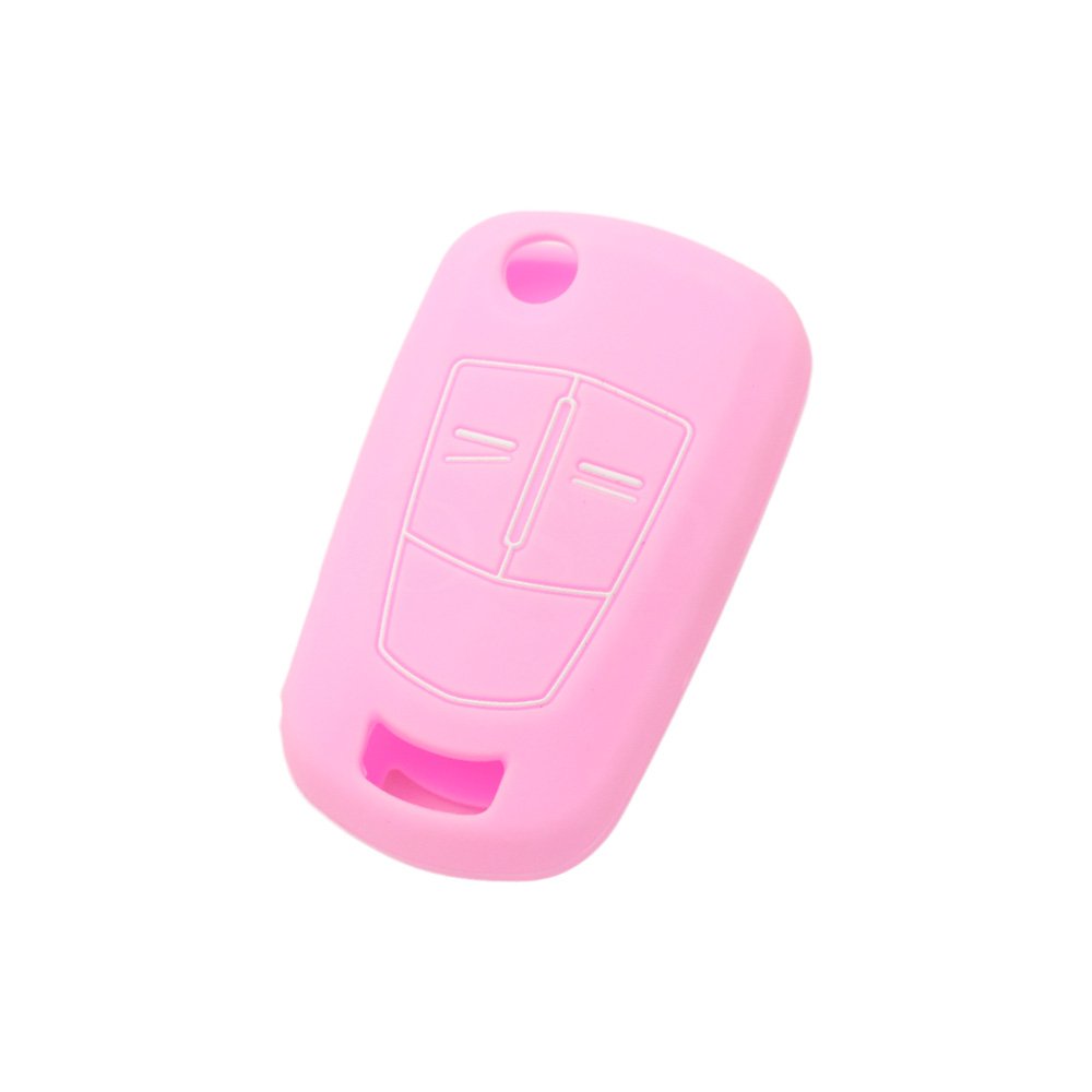 BROVACS Silicone Cover Protector Case Holder Skin Jacket Compatible with VAUXHALL OPEL 2 Button Flip Remote Key Fob CV2620 Pink