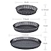 AOMGD 3 Pack Tart/Quiche Pan Set with Removable Bottom,Round Loose Bottom Non-stick Carbon Steel Pie Molds,Black(4