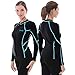 GoldFin Womens Wetsuit Jacket, 2mm Neoprene Ladies Wetsuit Top Long Sleeve Front Zip Wetsuit Shirt for Swimming Water Aerobics Diving Surfing Kayaking (Black/Aqua Stripes, X-Large)
