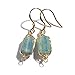Scutum Craft Natural Stone Dangle Drop Earrings with Gold Plated Wire Wrap and 925 Sterling Silver Hook Jewelry for Women (Raw Aquamarine Square 10mm)